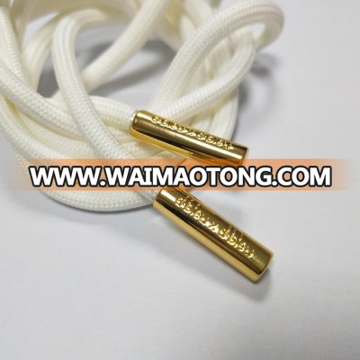 YLDS factory price engraved logo shiny gold metal cord end tip